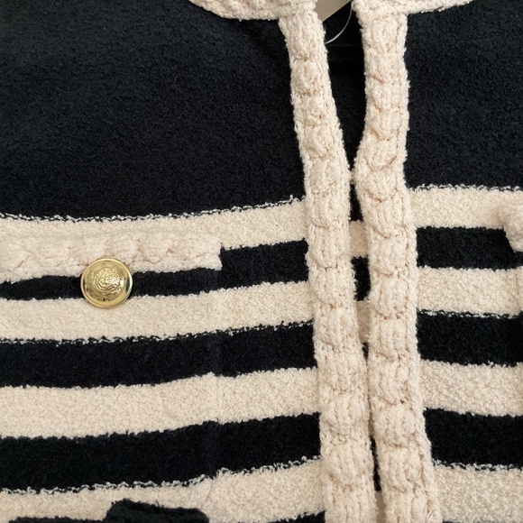 J.Crew Odette Sweater Lady Jacket in Black Muslin Striped Boucher Cardigan - Picture 2 of 10